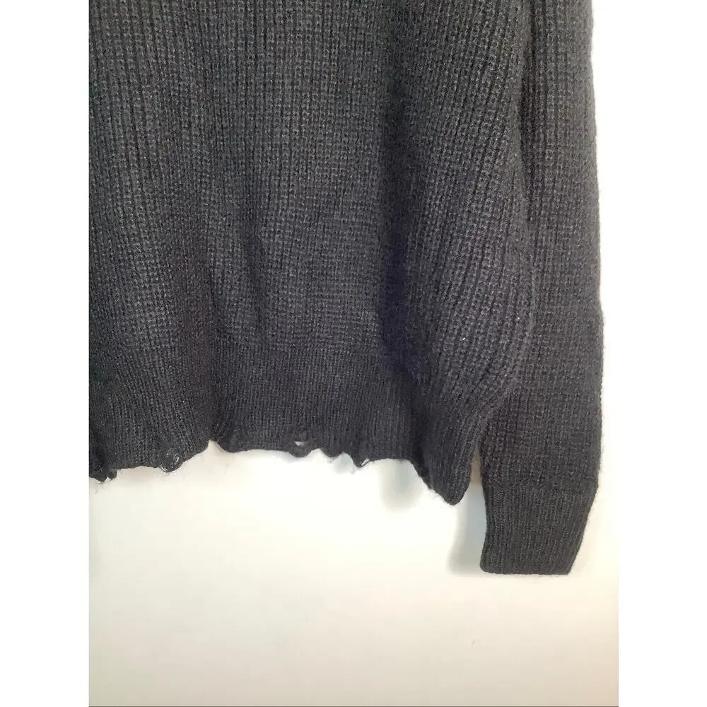 Beach Brains Men's Small Black Session Ribbed Knit Alpaca Wool Sweater U1-21